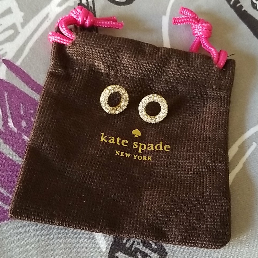 Kate Spade crystal circle earrings 14K gold plated